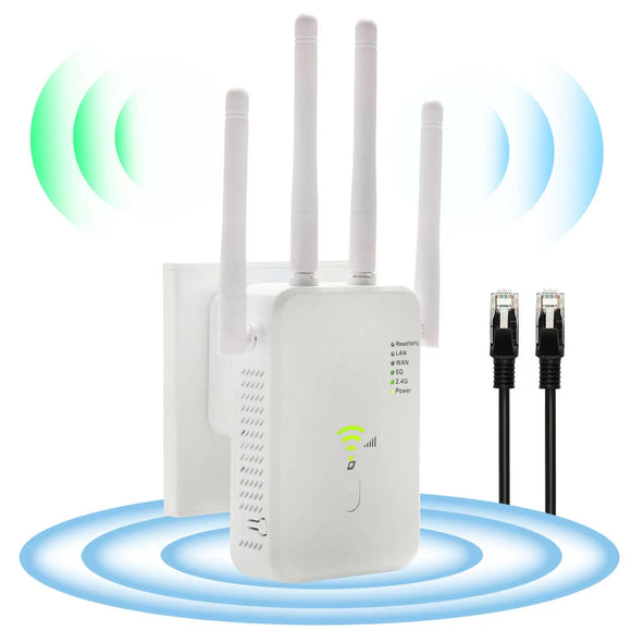 1200Mbps WiFi Range Extender - 2.4G/5G Dual-Band Wireless Repeater - Gadfever