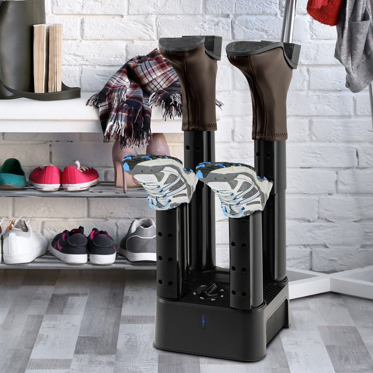 Say Goodbye To Smelly Shoes: Electric 4-Shoe Dryer With Timer & Fan - Prevents Odor & Mold