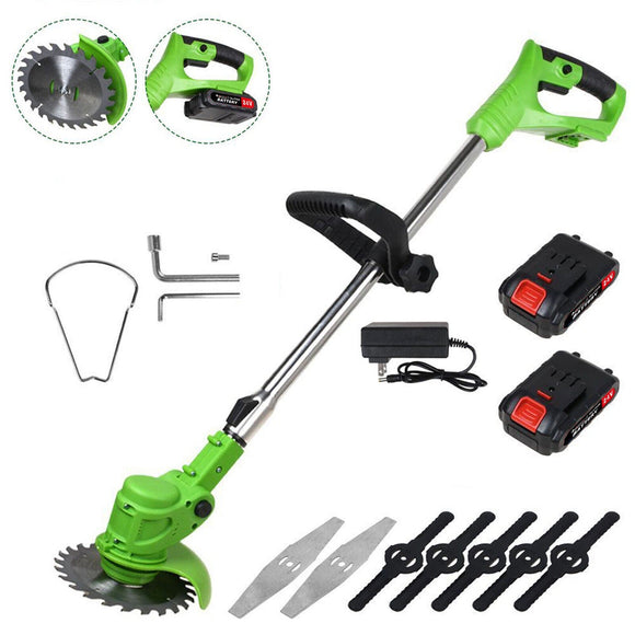 Heavy Duty Cordless Electric Weed Eater Grass/String Trimmer w/ 2 Battery - Gadfever