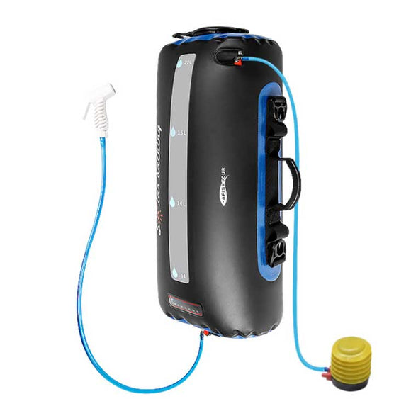 Inflatable Camping Solar Shower Bag w/ Foot Pump - 20L - Gadfever