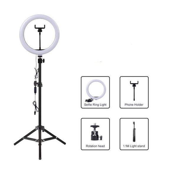 LED Selfie Ring with 2M Phone Holder Tripod - Gadfever
