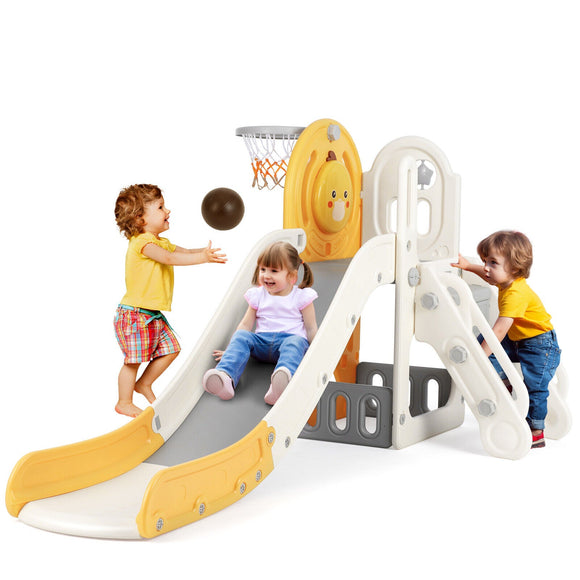Premium 5-in-1 Kids Slide and Playground with Climber and Basketball Hoop - Gadfever