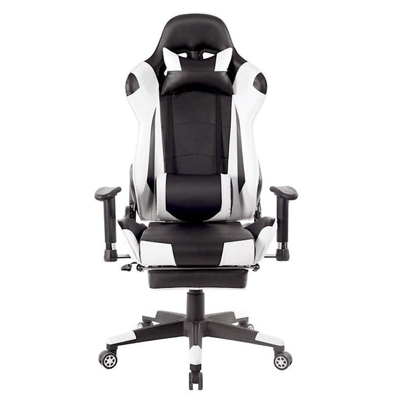 Reclining Ergonomic Gaming Racing Chair with Footrest and Massage Pillow