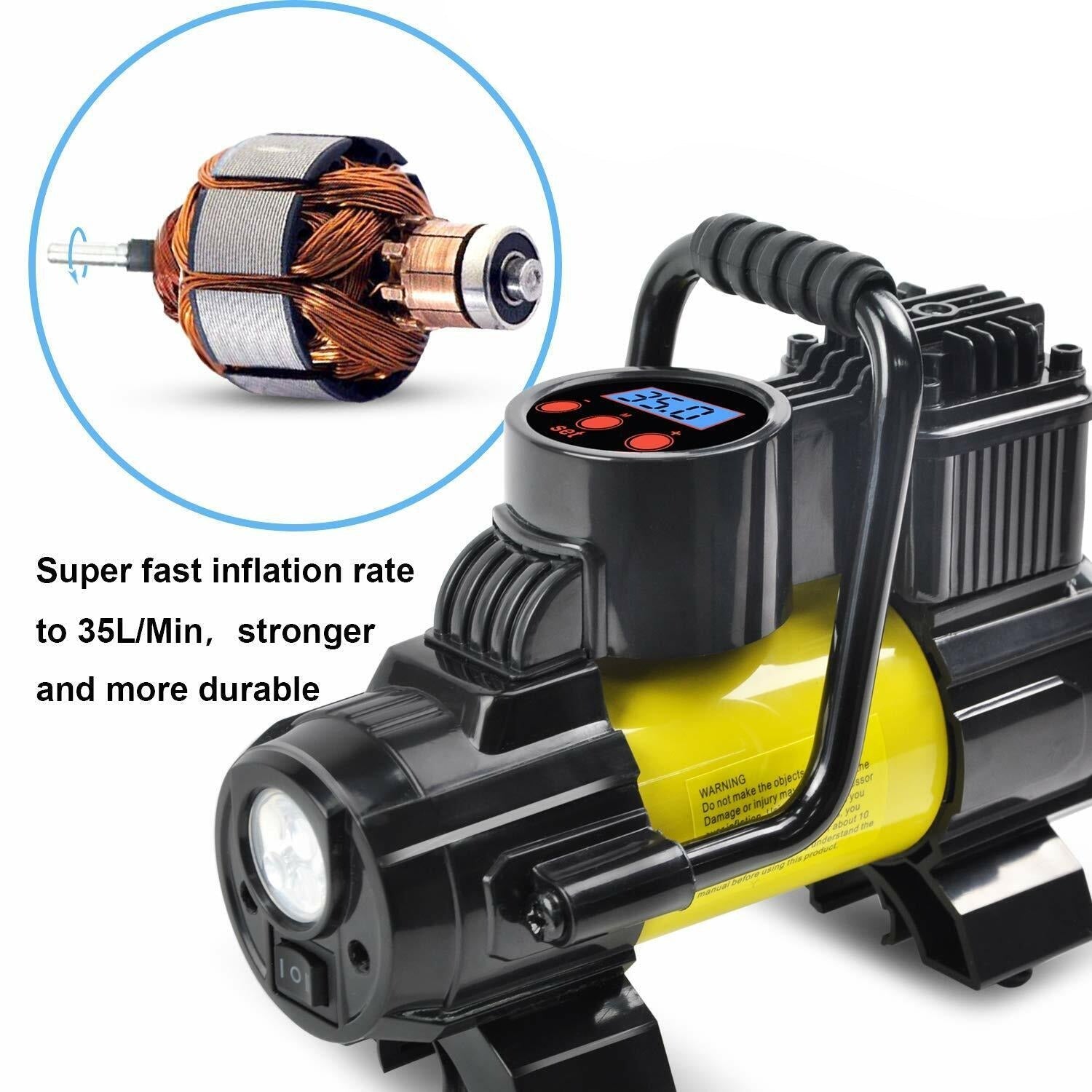Tyre Inflator Air Compressor: Portable 12V Car Tyre Pump Digital