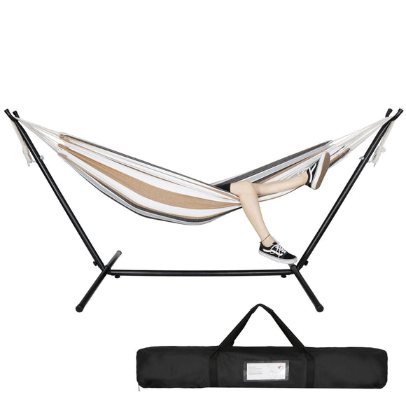 Heavy Duty 9 Foot Double Hammock Steel Stand and Carrying Case, Multi Color, 400 lb Capacity - Gadfever
