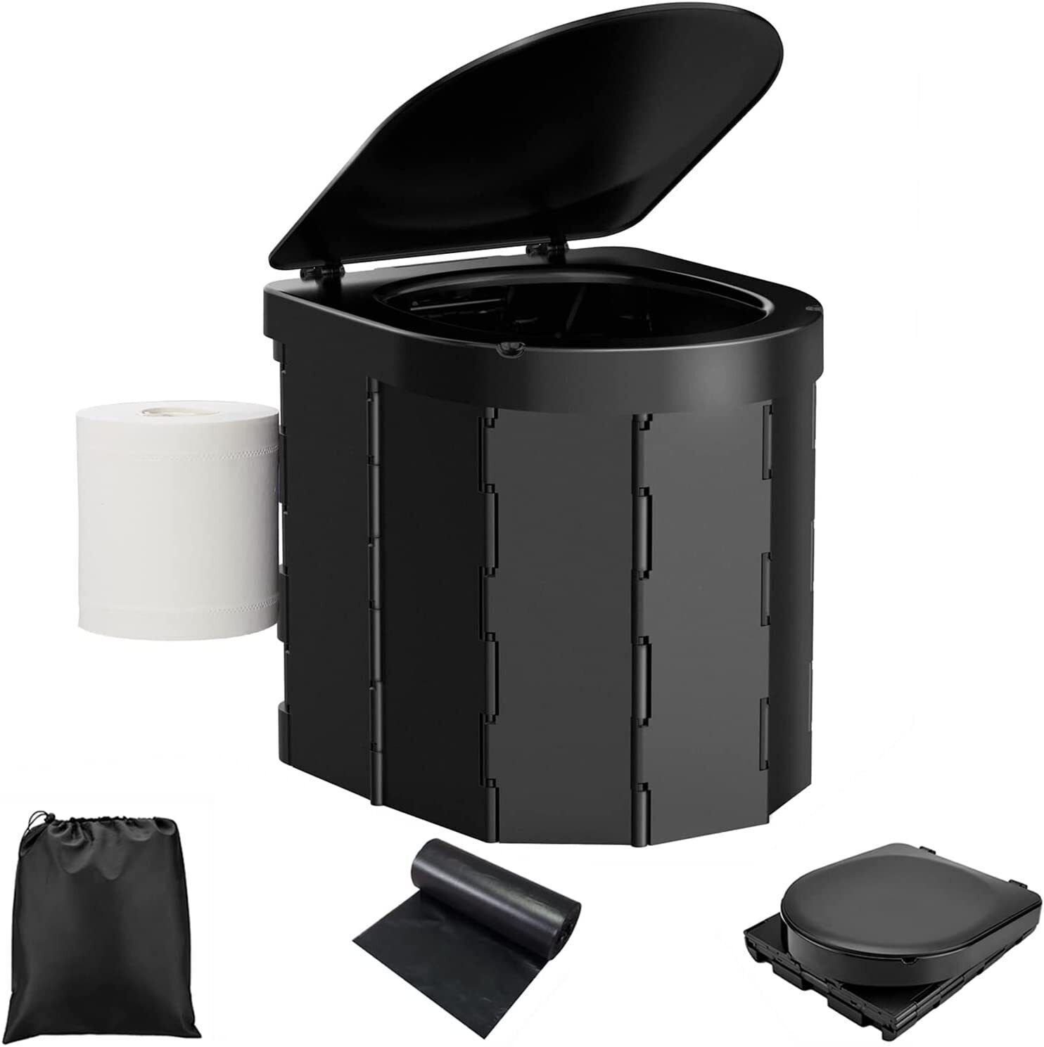 Amazon.com: FUN ESSENTIALS Portable Toilet Kit With Solar Shower Bag, 5  Pcs, XL Pop up Privacy Tent, XL Folding Toilet, 5 Gallon Shower Bag, 10 Pack  Liquid Waste Gel, 12 Toilet Bags,