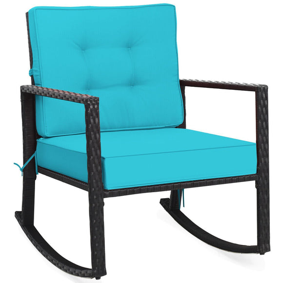 Rattan Rocker Outdoors Chair With Breathable Cushions - Gadfever